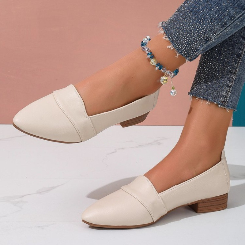 Sandals - スリッポンシューズ レディース フラットシューズ 無地 ポインテッドトゥ 浅口