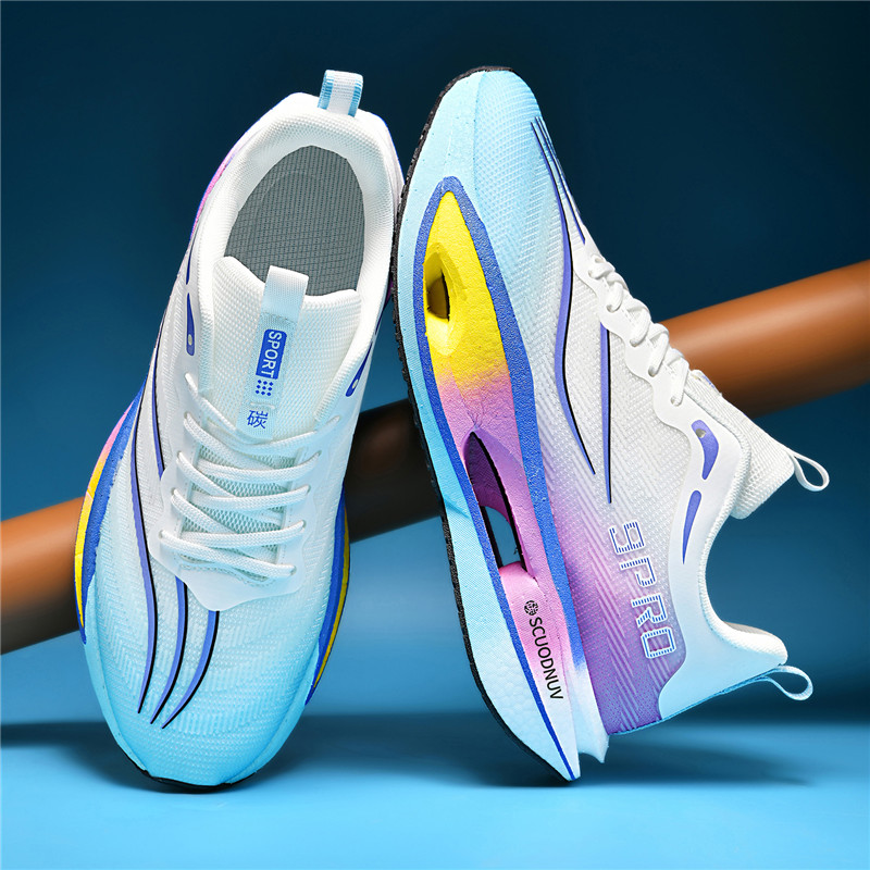 Carbon Plate Marathon Racing Shoes - 新しい女性用ランニングシューズ、通気性のあるメッシュ表面、ポップコーン超軽量カーボンプレート、ファッショナブルで多用途なスニーカー、メンズカジュアルスポーツシューズ、レーシングランニングシューズ32-45