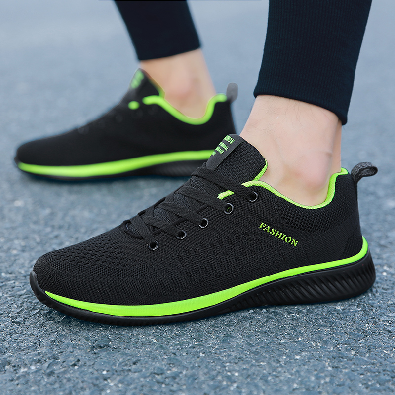Knit Fabric Lace Up Sneakers - Maedef-男性と女性のための通気性のあるアスレチックシューズ、カジュアルなニットスニーカー、ランニングとウォーキング、ジムシューズ、黒