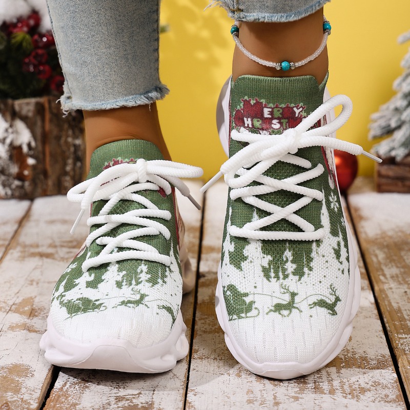 ファッション新作 ニットメッシュプリント レディーススニーカ - Knit Fabric Lace Up Sneakers のレビューと価格