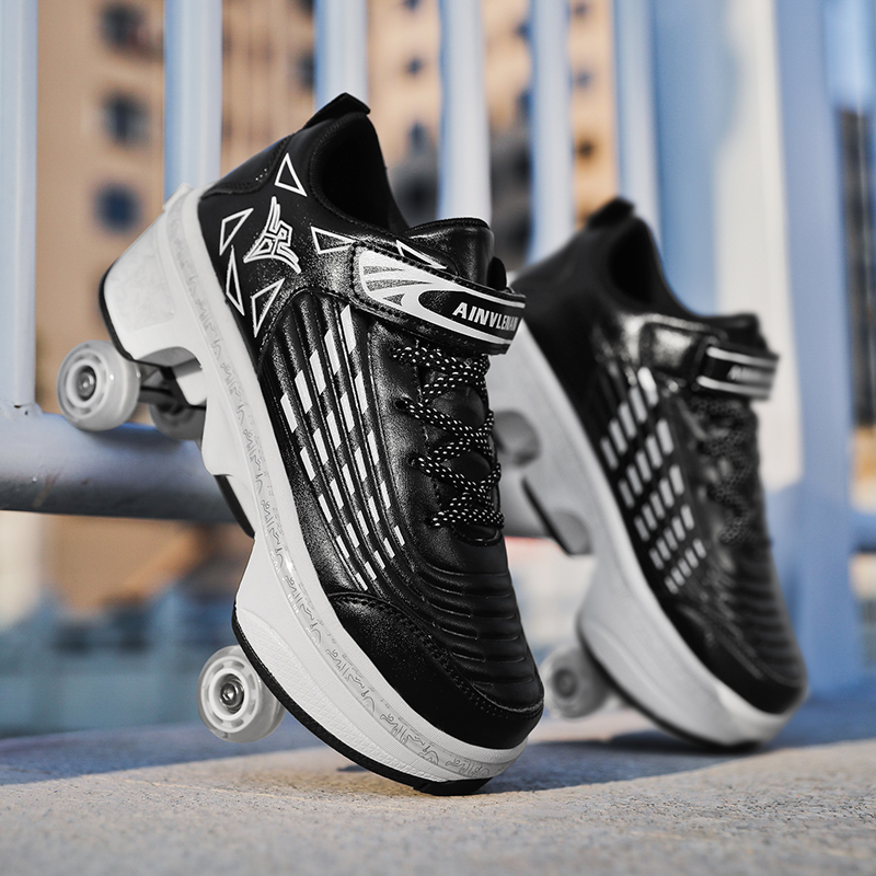 青少年向け新型ローラースケートシューズ、4輪格納式、ウォーキ - Running Shoes のレビューと価格