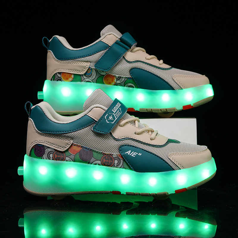 4輪格納式LEDライト付きユースローラースケートシューズ、ラ - Running Shoes のレビューと価格